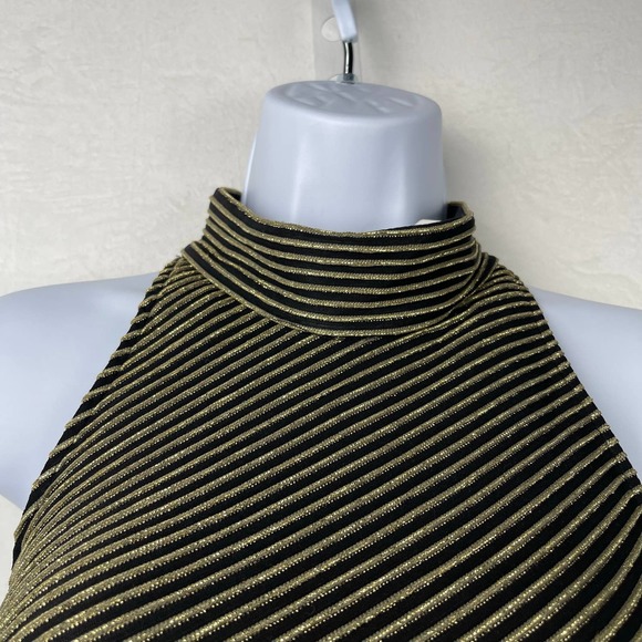 Susan Roselli Vintage 80's Glam Cocktail Fitted Maxi Gown Dress Gold Black Sz 12 - Picture 3 of 16